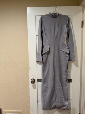 House of CB Gray Long Sleeve Midi Dress